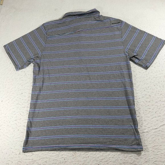 Oakley Sunglasses Men's Large Black White Blue Red Striped Short Sleeve Polo - Picture 9 of 12